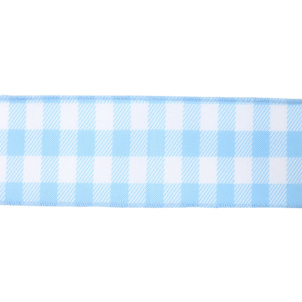 2 1/2" Wired Ribbon | White/Blue Spring Gingham | 10 Yard Roll LaRibbons and Crafts