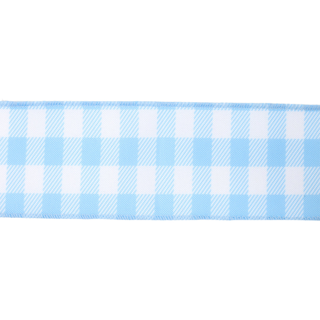 2 1/2" Wired Ribbon | White/Spring Gingham | 10 Yard Roll | 4 Color Options