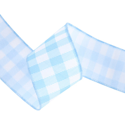 2 1/2" Wired Ribbon | White/Blue Spring Gingham | 10 Yard Roll LaRibbons and Crafts