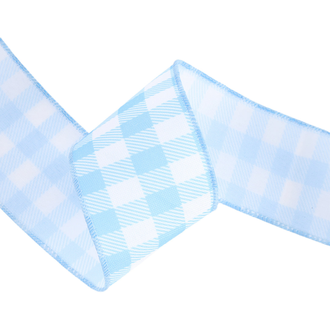 2 1/2" Wired Ribbon | White/Spring Gingham | 10 Yard Roll | 4 Color Options