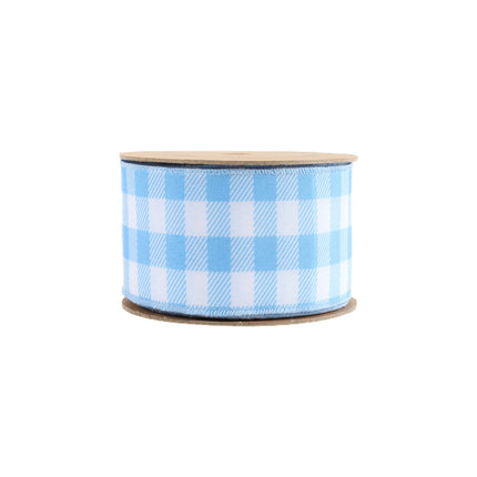 2 1/2" Wired Ribbon | White/Blue Spring Gingham | 10 Yard Roll LaRibbons and Crafts