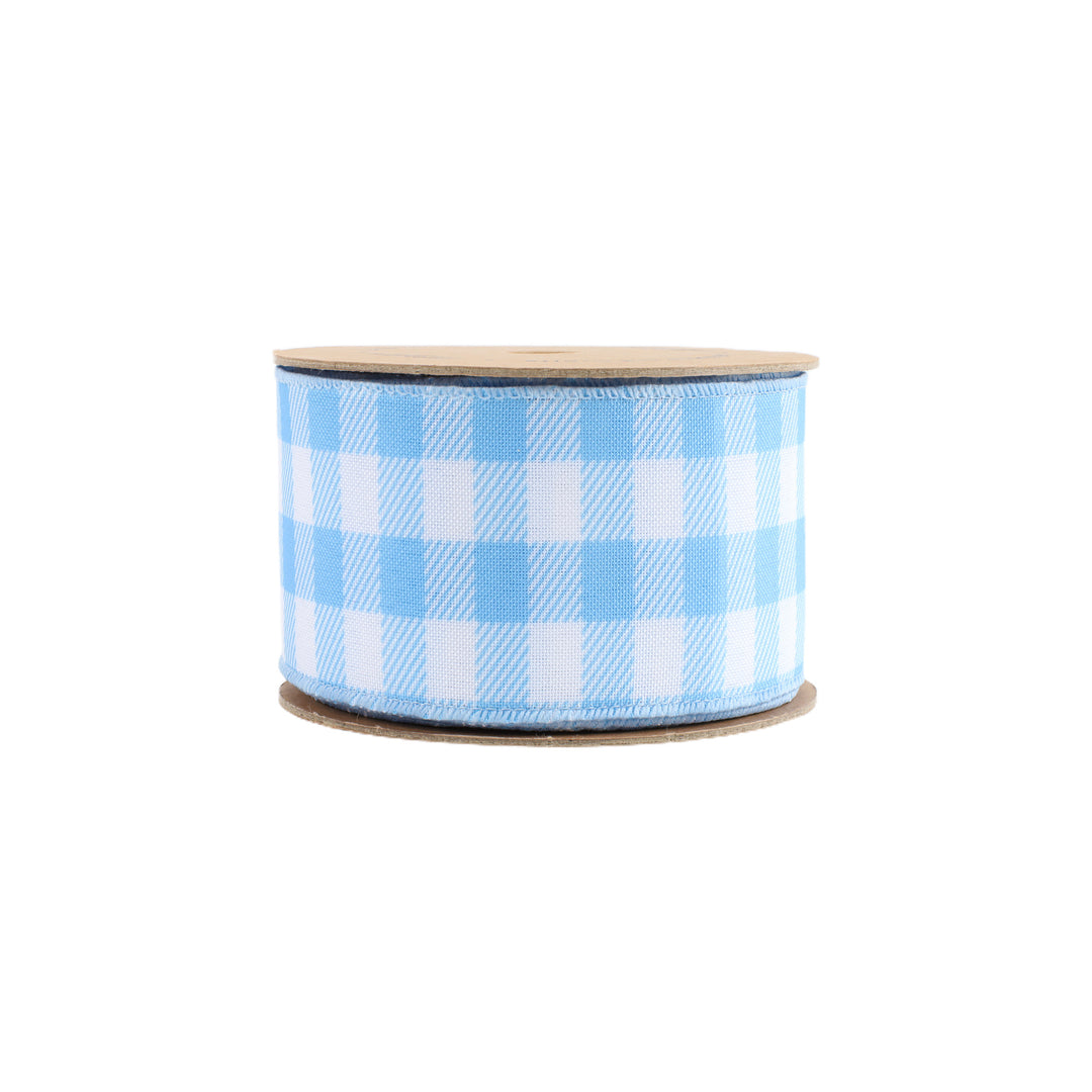 2 1/2" Wired Ribbon | White/Spring Gingham | 10 Yard Roll | 4 Color Options