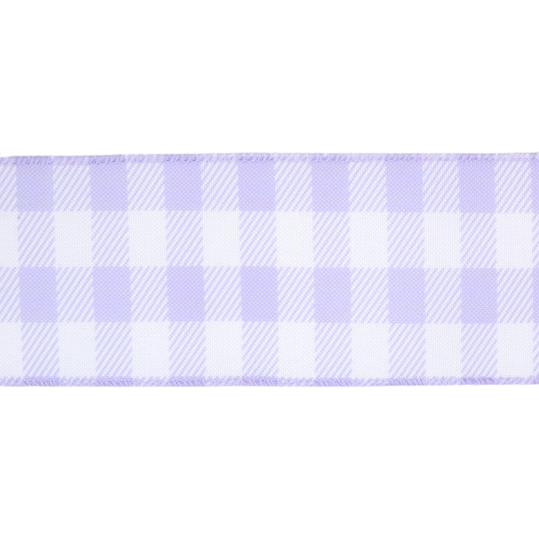 2 1/2" Wired Ribbon | White/Spring Gingham | 10 Yard Roll | 4 Color Options