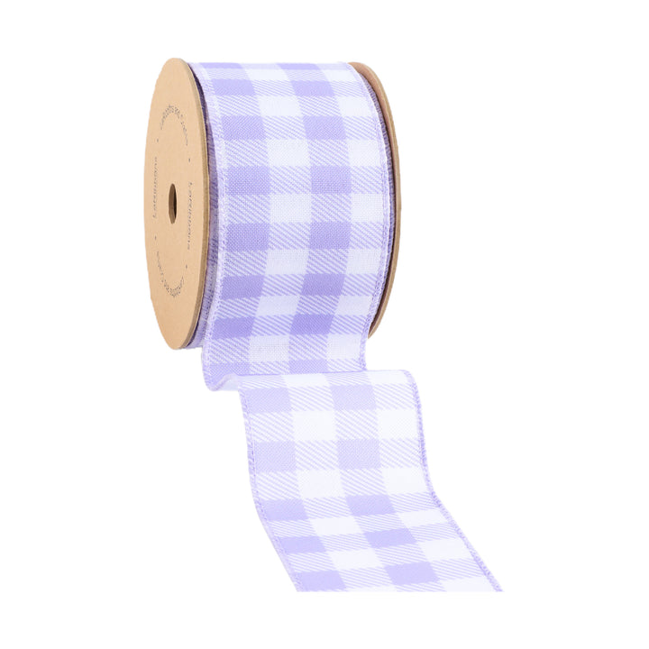 2 1/2" Wired Ribbon | White/Spring Gingham | 10 Yard Roll | 4 Color Options