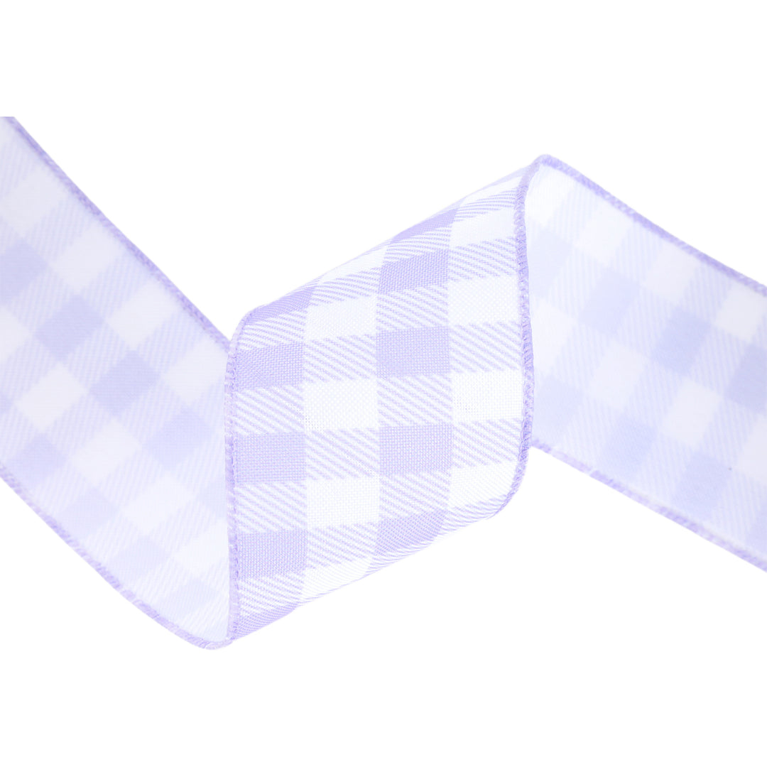 2 1/2" Wired Ribbon | White/Spring Gingham | 10 Yard Roll | 4 Color Options