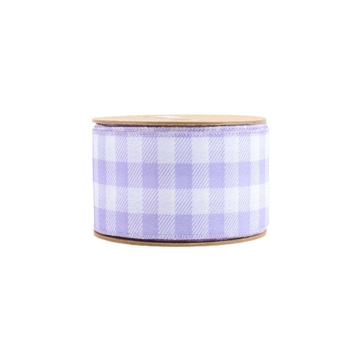 2 1/2" Wired Ribbon | White/Spring Gingham | 10 Yard Roll | 4 Color Options