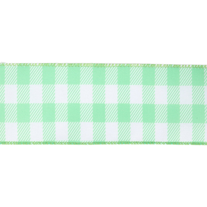 2 1/2" Wired Ribbon | White/Spring Gingham | 10 Yard Roll | 4 Color Options