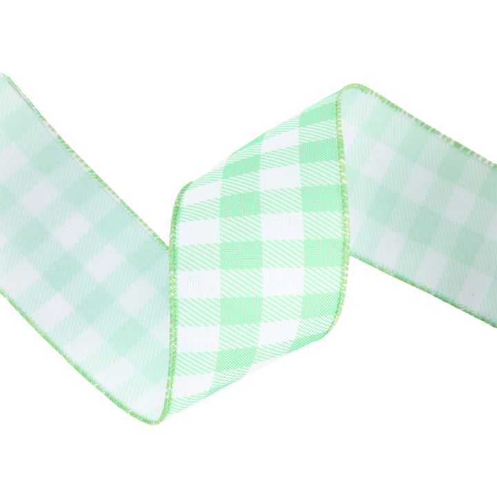 2 1/2" Wired Ribbon | White/Spring Gingham | 10 Yard Roll | 4 Color Options