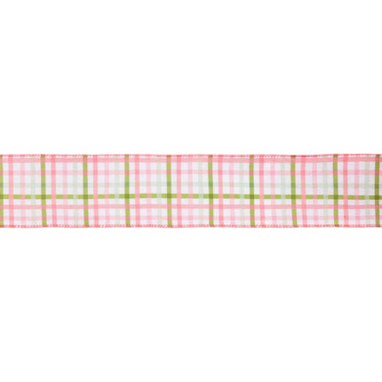 2 1/2" Wired Ribbon | Pink and Green Checked Plaid | 10 Yard Roll LaRibbons and Crafts