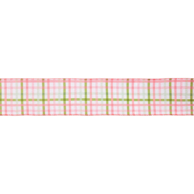 2 1/2" Wired Ribbon | Pink and Green Checked Plaid | 10 Yard Roll LaRibbons and Crafts