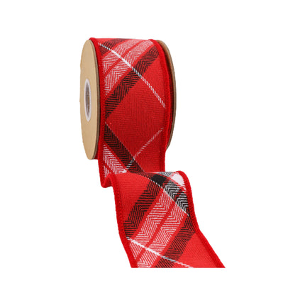 2 1/2" Wired Ribbon | Plaid Red/White/Black/Silver | 5 Yard Roll LaRibbons and Crafts