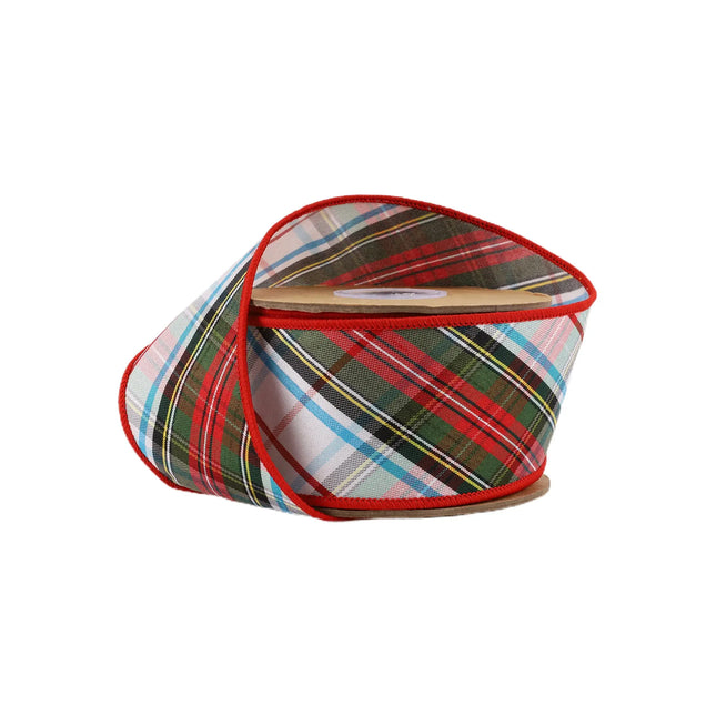 2 1/2" Wired Ribbon | Plaid Bias Cut Red/Green/Black/White/Turquoise | 10 Yard Roll LaRibbons and Crafts