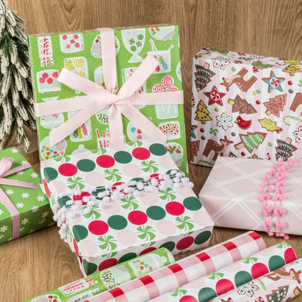 30" x 10' Holiday Giftwrap Ensemble w/ Star Bow & Tags (4-pack) | Sweet Treats LaRibbons and Crafts