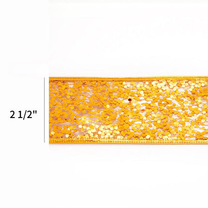 2 1/2" Wired Ribbon | "Whimsey Glitter" Orange | 10 Yard Roll LaRibbons and Crafts
