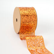 2 1/2" Wired Ribbon | "Whimsey Glitter" Orange | 10 Yard Roll