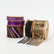 2 1/2" Wired Ribbon | Whimsey Foil Spider Web | 10 Yard Roll