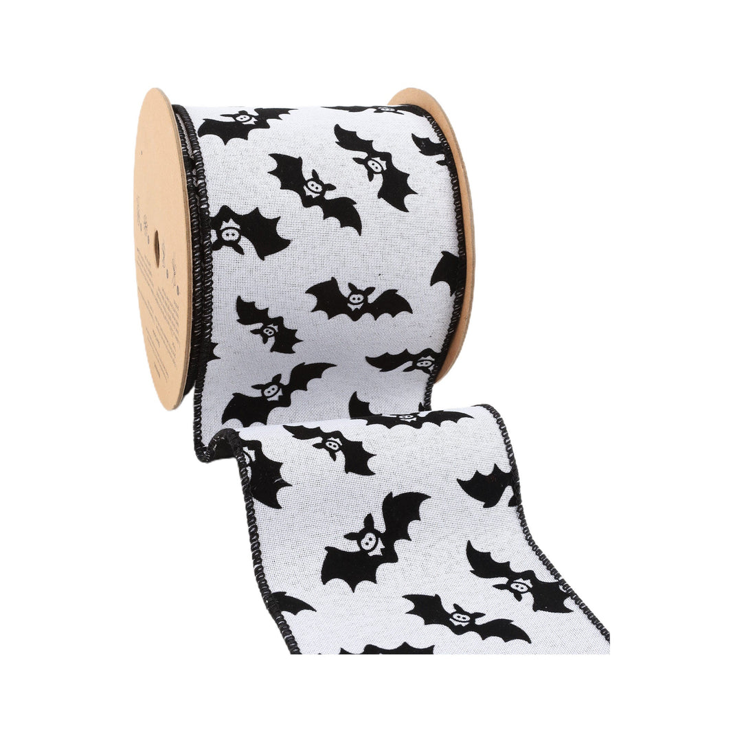 4" Wired Ribbon | Glittered Bats w/ Black Backing | 10 Yard Roll LaRibbons and Crafts