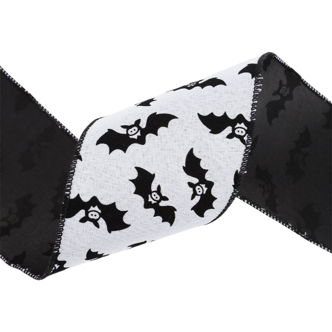 4" Wired Ribbon | Glittered Bats w/ Black Backing | 10 Yard Roll LaRibbons and Crafts