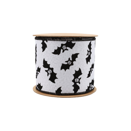 4" Wired Ribbon | Glittered Bats w/ Black Backing | 10 Yard Roll LaRibbons and Crafts