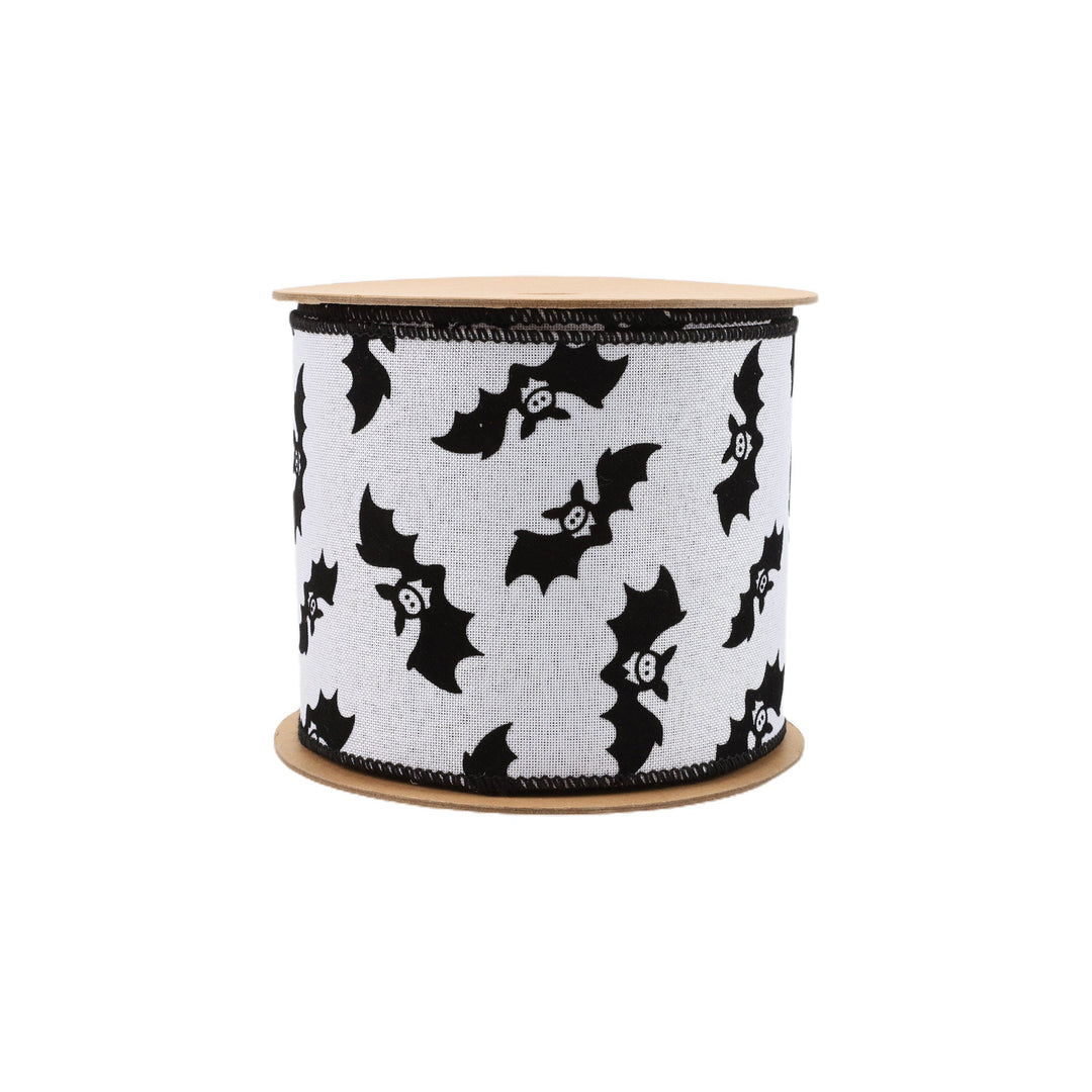 4" Wired Ribbon | Glittered Bats w/ Black Backing | 10 Yard Roll LaRibbons and Crafts