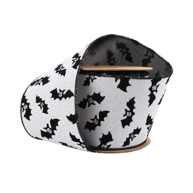 4" Wired Ribbon | Glittered Bats w/ Black Backing | 10 Yard Roll LaRibbons and Crafts