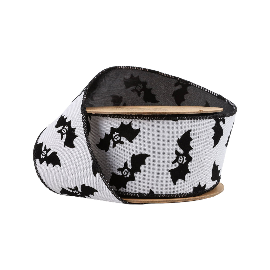 2 1/2" Wired Ribbon | Glittered Bats w/ Black Backing | 10 Yard Roll LaRibbons and Crafts