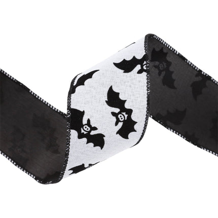 2 1/2" Wired Ribbon | Glittered Bats w/ Black Backing | 10 Yard Roll LaRibbons and Crafts