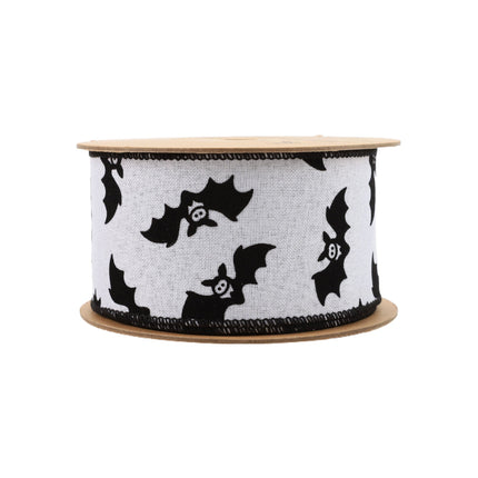 2 1/2" Wired Ribbon | Glittered Bats w/ Black Backing | 10 Yard Roll LaRibbons and Crafts