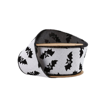 2 1/2" Wired Ribbon | Glittered Bats w/ Black Backing | 10 Yard Roll LaRibbons and Crafts