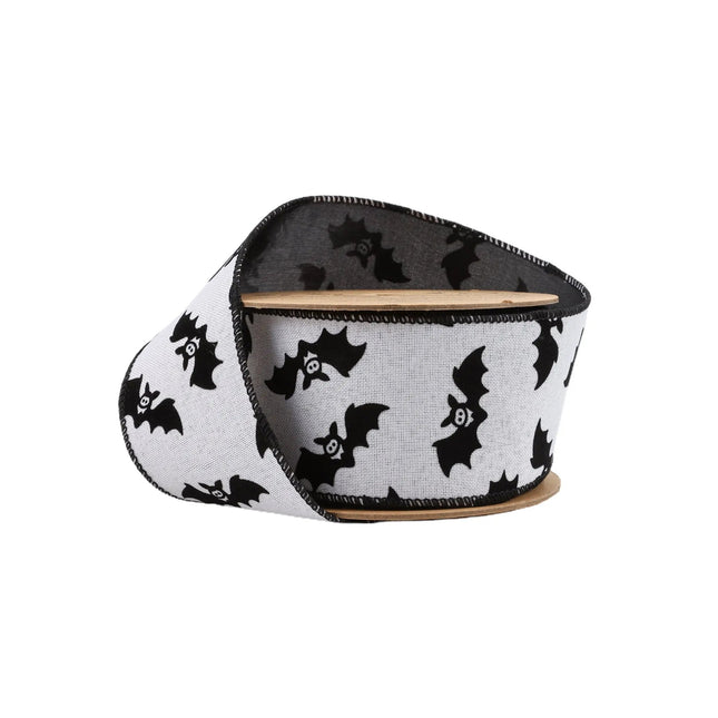 2 1/2" Wired Ribbon | Glittered Bats w/ Black Backing | 10 Yard Roll LaRibbons and Crafts