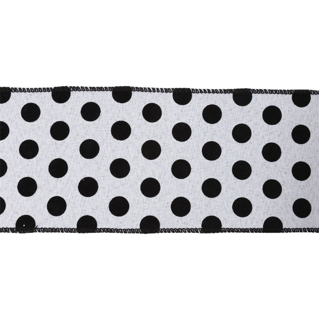 4" Wired Ribbon | Glittered Dots w/ Black Backing | 10 Yard Roll LaRibbons and Crafts