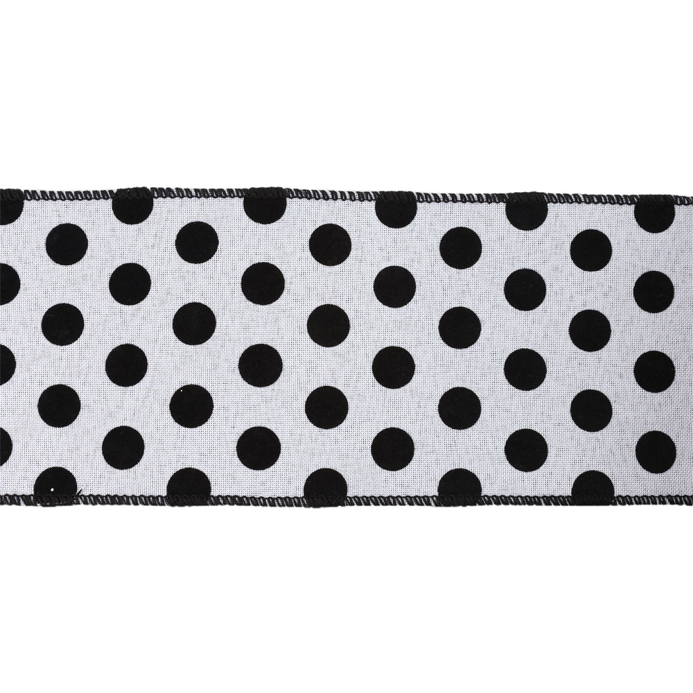 4" Wired Ribbon | Glittered Dots w/ Black Backing | 10 Yard Roll LaRibbons and Crafts