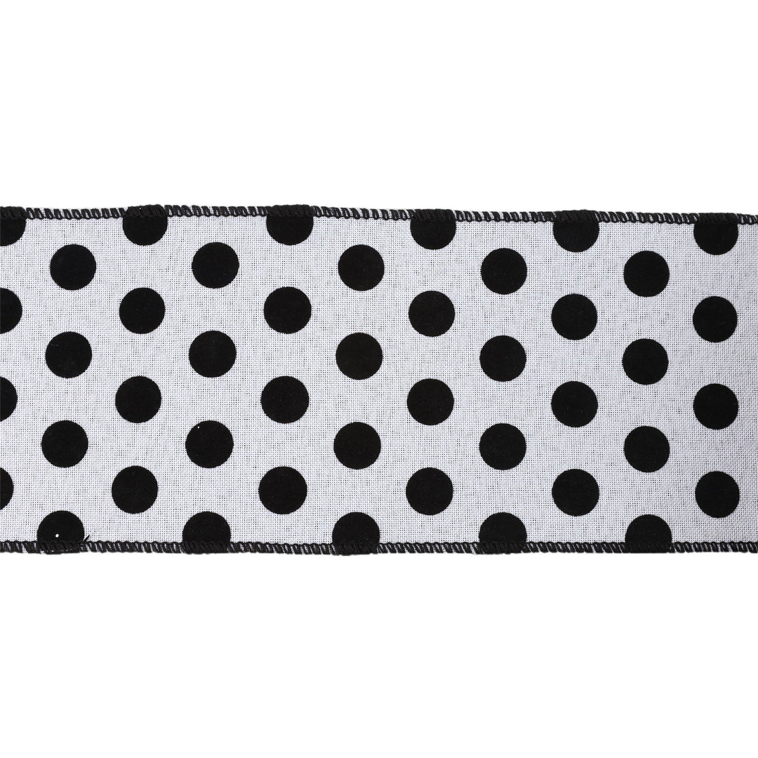 4" Wired Ribbon | Glittered Dots w/ Black Backing | 10 Yard Roll LaRibbons and Crafts