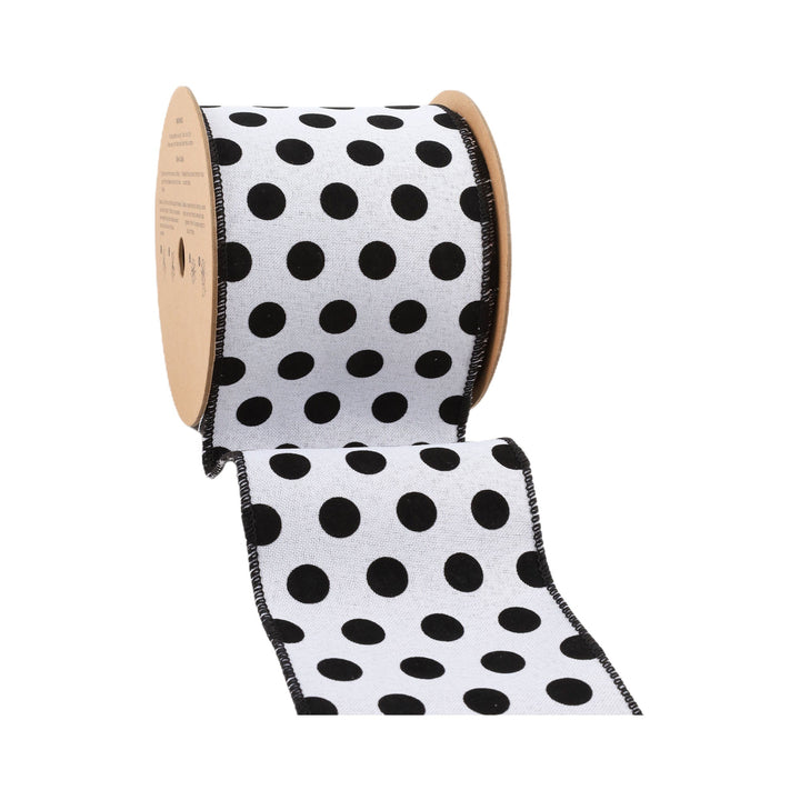 4" Wired Ribbon | Glittered Dots w/ Black Backing | 10 Yard Roll LaRibbons and Crafts