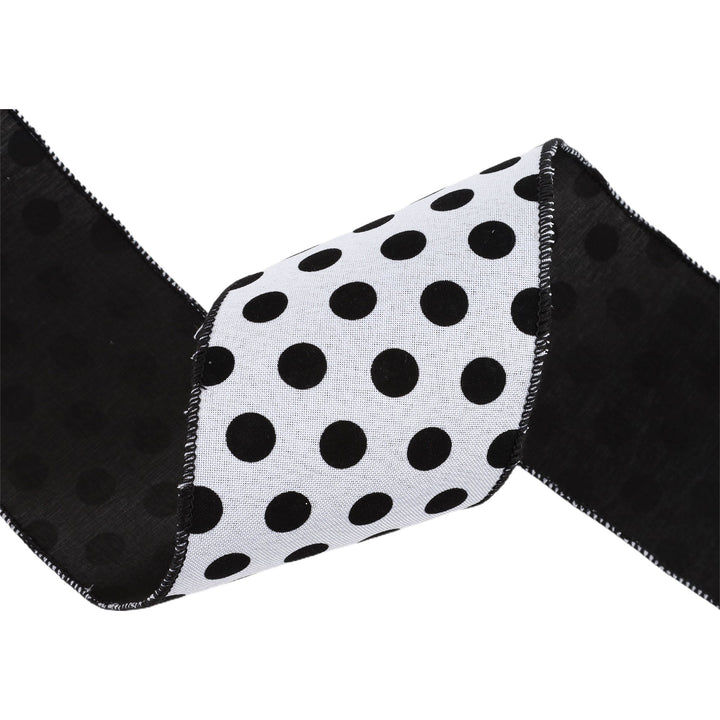 4" Wired Ribbon | Glittered Dots w/ Black Backing | 10 Yard Roll LaRibbons and Crafts