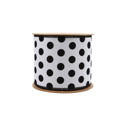 4" Wired Ribbon | Glittered Dots w/ Black Backing | 10 Yard Roll LaRibbons and Crafts