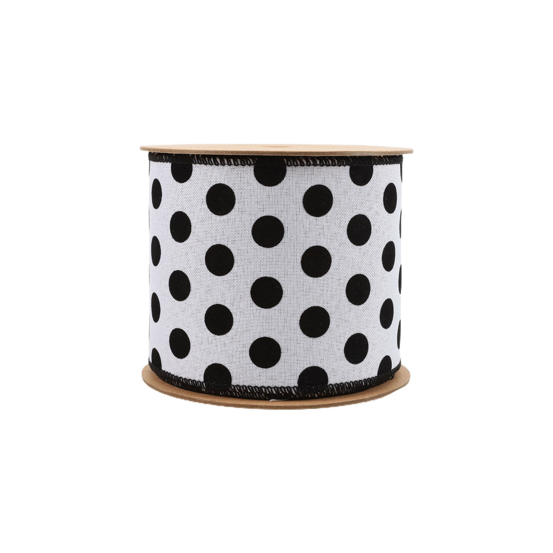 4" Wired Ribbon | Glittered Dots w/ Black Backing | 10 Yard Roll LaRibbons and Crafts