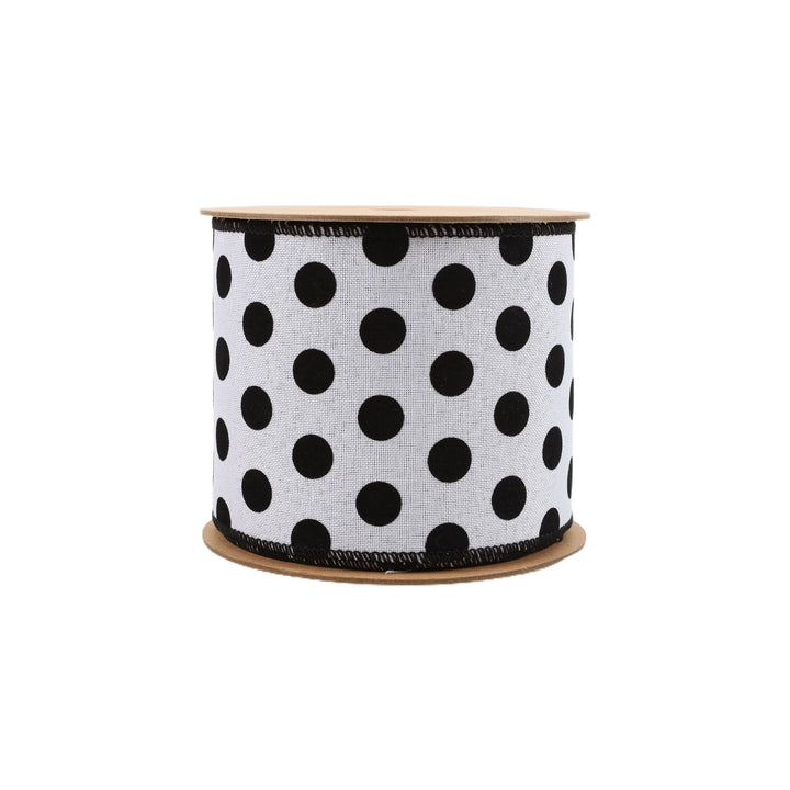 4" Wired Ribbon | Glittered Dots w/ Black Backing | 10 Yard Roll LaRibbons and Crafts