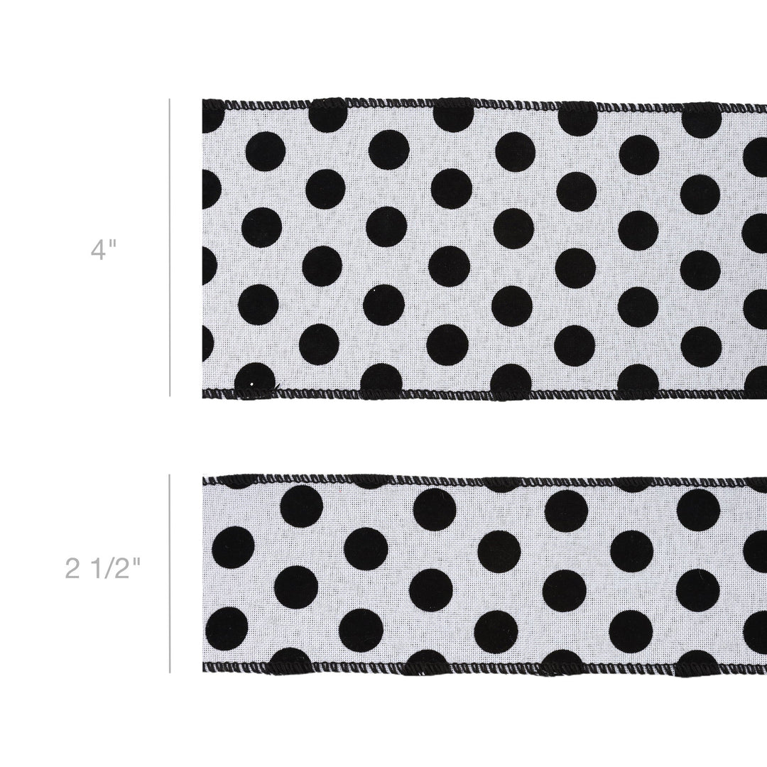 4" Wired Ribbon | Glittered Dots w/ Black Backing | 10 Yard Roll LaRibbons and Crafts