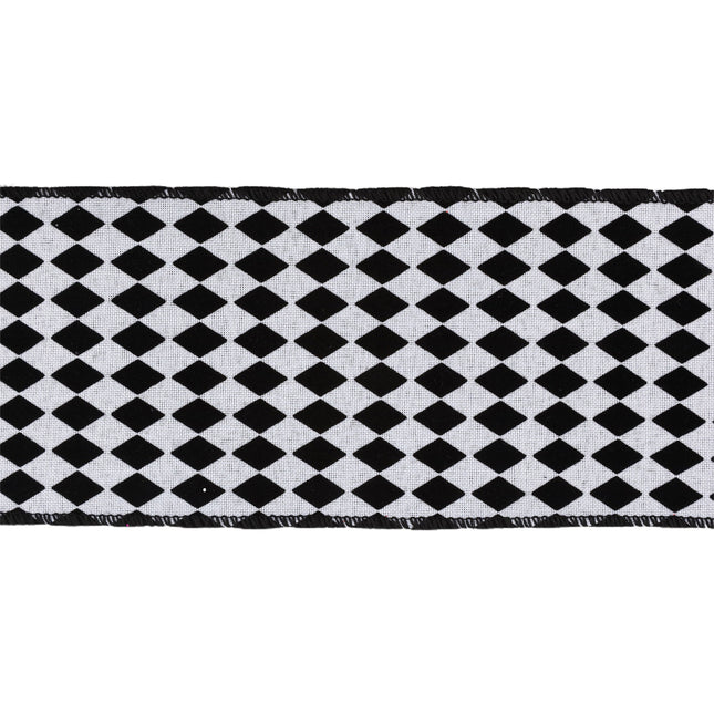 4" Wired Ribbon | Glittered Diamonds w/ Black Backing | 10 Yard Roll LaRibbons and Crafts