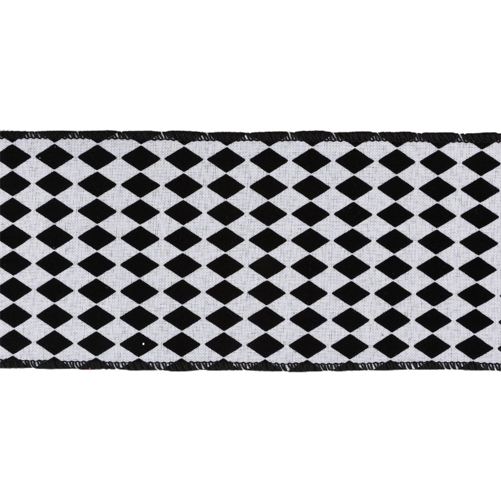 4" Wired Ribbon | Glittered Diamonds w/ Black Backing | 10 Yard Roll LaRibbons and Crafts