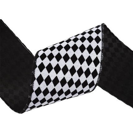 4" Wired Ribbon | Glittered Diamonds w/ Black Backing | 10 Yard Roll LaRibbons and Crafts