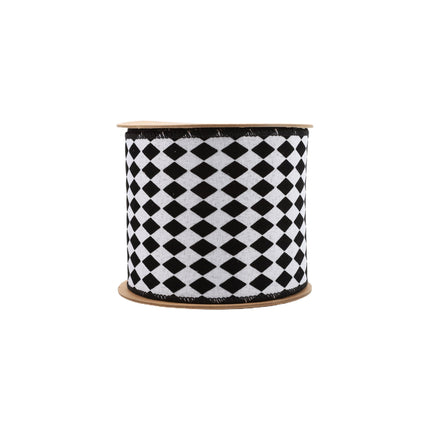 4" Wired Ribbon | Glittered Diamonds w/ Black Backing | 10 Yard Roll LaRibbons and Crafts