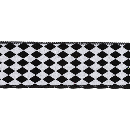 2 1/2" Wired Ribbon | Glittered Diamonds w/ Black Backing | 10 Yard Roll LaRibbons and Crafts
