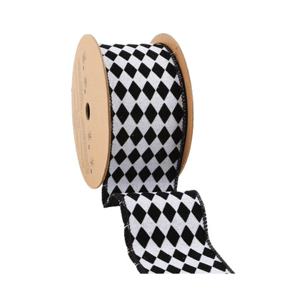 2 1/2" Wired Ribbon | Glittered Diamonds w/ Black Backing | 10 Yard Roll LaRibbons and Crafts