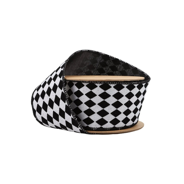 2 1/2" Wired Ribbon | Glittered Diamonds w/ Black Backing | 10 Yard Roll LaRibbons and Crafts
