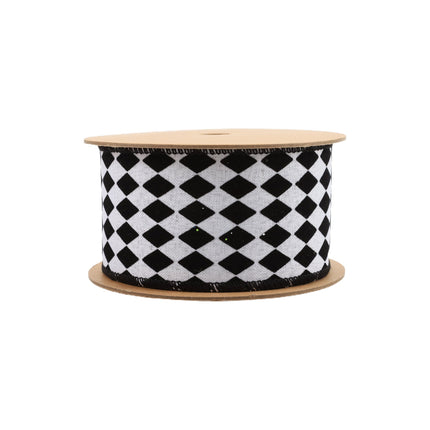 2 1/2" Wired Ribbon | Glittered Diamonds w/ Black Backing | 10 Yard Roll LaRibbons and Crafts