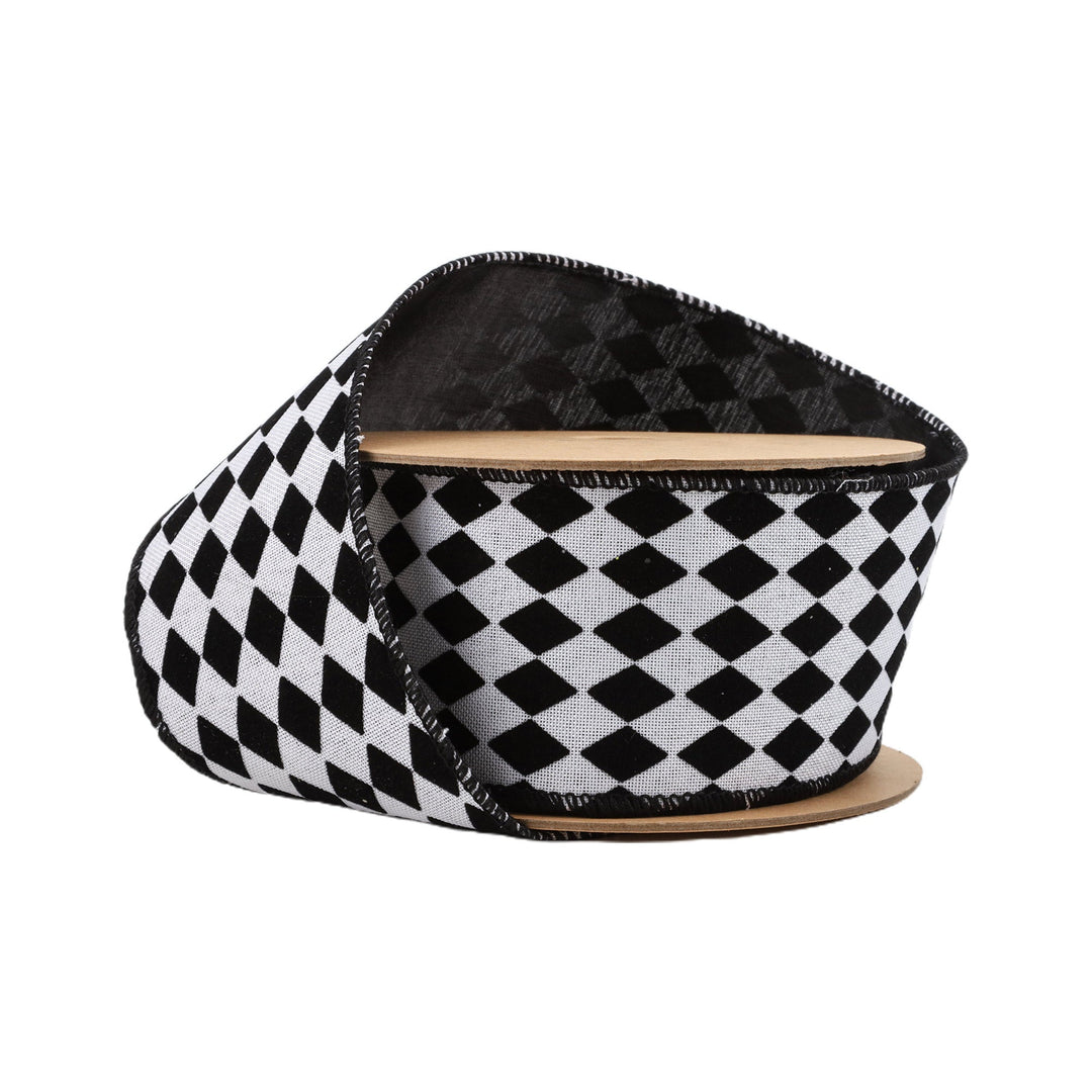2 1/2" Wired Ribbon | Glittered Diamonds w/ Black Backing | 10 Yard Roll LaRibbons and Crafts
