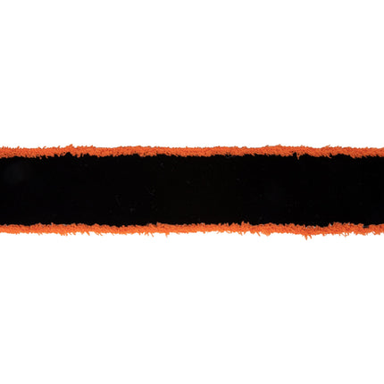 2 1/2" Wired Ribbon | Black with Orange Fuzzy Edge | 10 Yard Roll LA Ribbons Wholesale