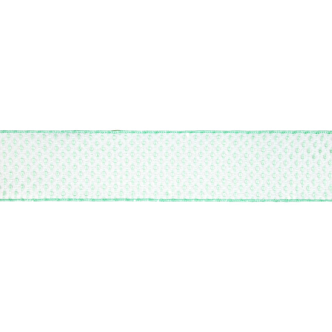 2 1/2" green/white woven wired ribbon perfect for DIY plant pot embellishments 
